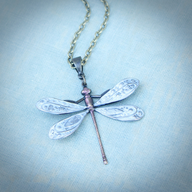 Light Frosty Blue Art Nouveau Dragonfly 